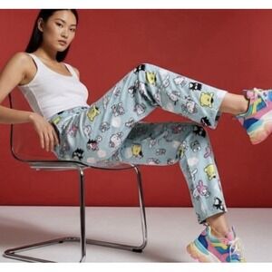 Hello Kitty by Sanrio PJ Bottoms Womens Size M Blue Lounge Pants Novelty Y2K
